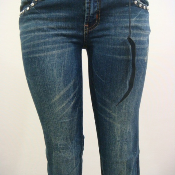 VO Virgin Only Jeans Women Dark Wash Rhinestone - Picture 14 of 15